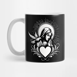 Holy Mary with heart and dove of peace Mug